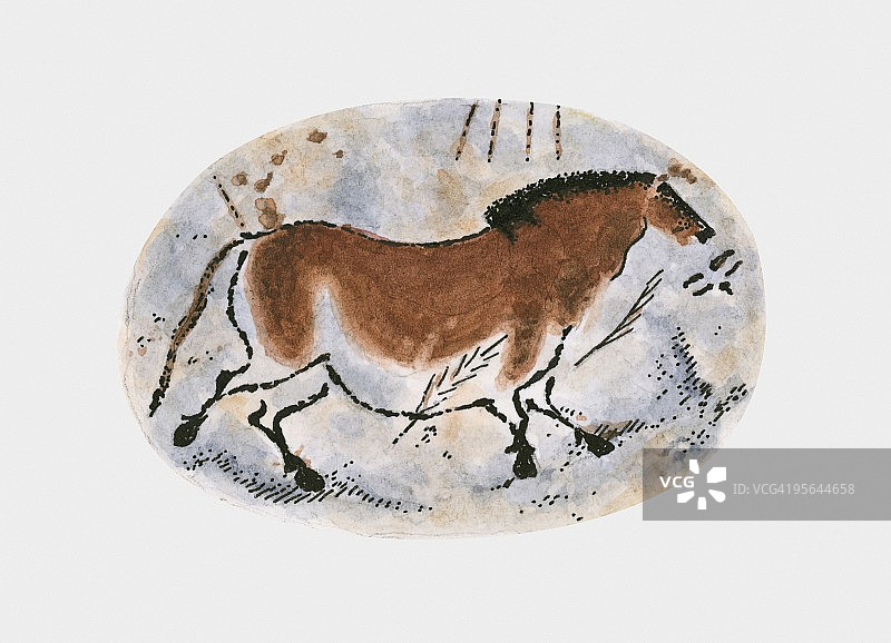 拉斯科洞穴石器时代野马绘画插图图片素材