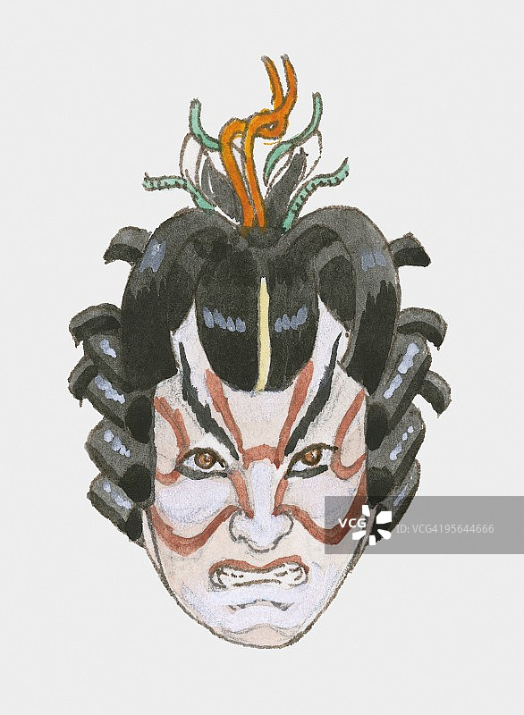 歌舞伎鬼脸螃蟹插画图片素材