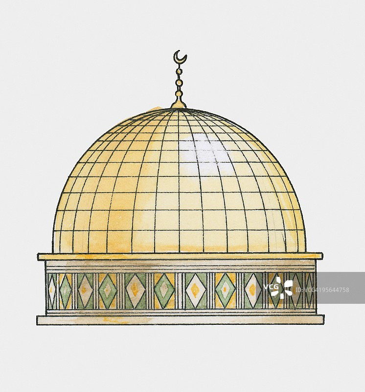 以色列耶路撒冷圆顶清真寺，7世纪半球形穹顶图片素材