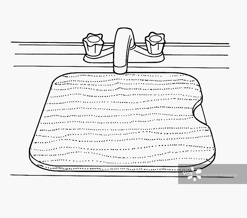 砧板覆盖水槽的黑白插图，创造工作空间图片素材
