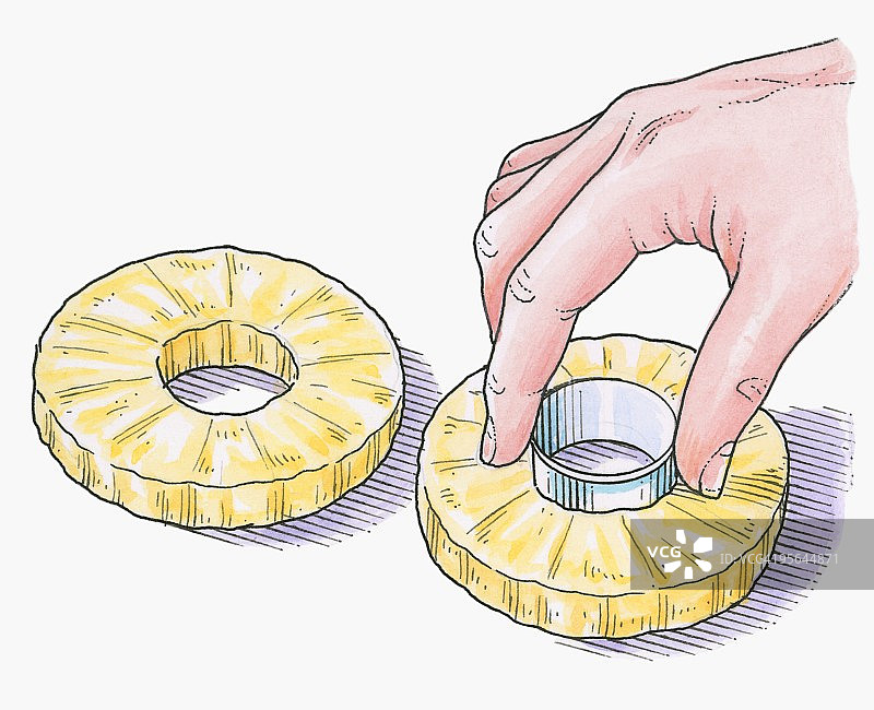 菠萝圈切圆孔插画图片素材