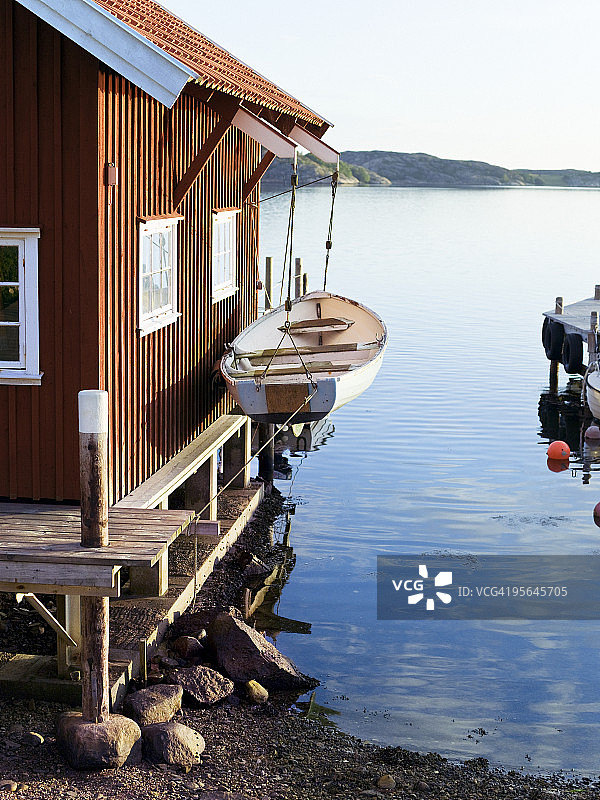 瑞典海边的船屋图片素材