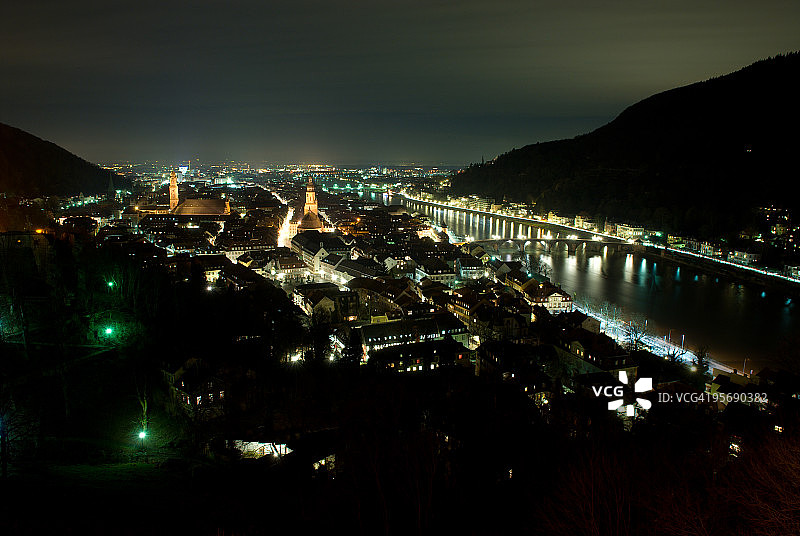 夜幕下的海德堡图片素材