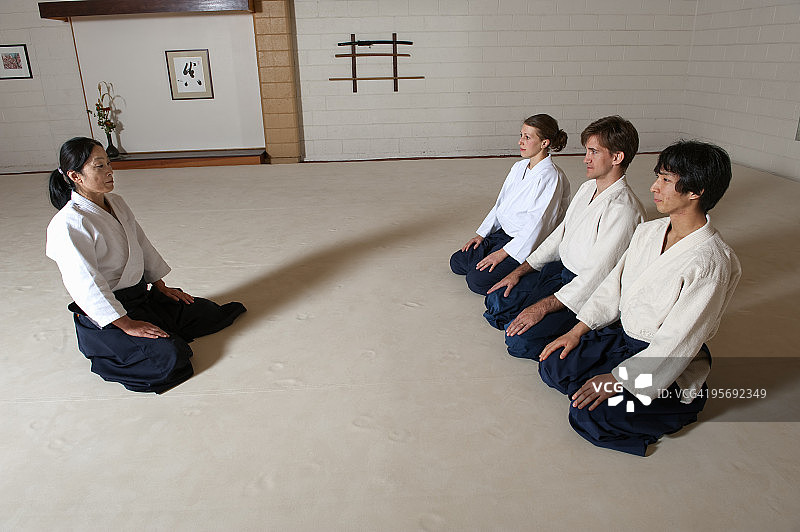 成年人练习合气道武术图片素材