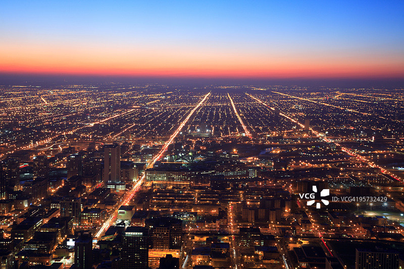 伊利诺伊州芝加哥夜景图片素材