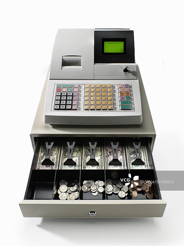 打开的收银机抽屉图片素材