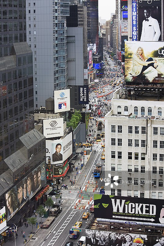 纽约曼哈顿百老汇和时代广场的俯视图，美国图片素材