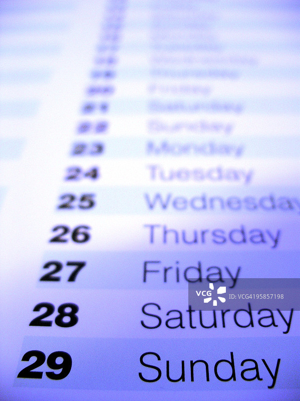 日历特写图片素材