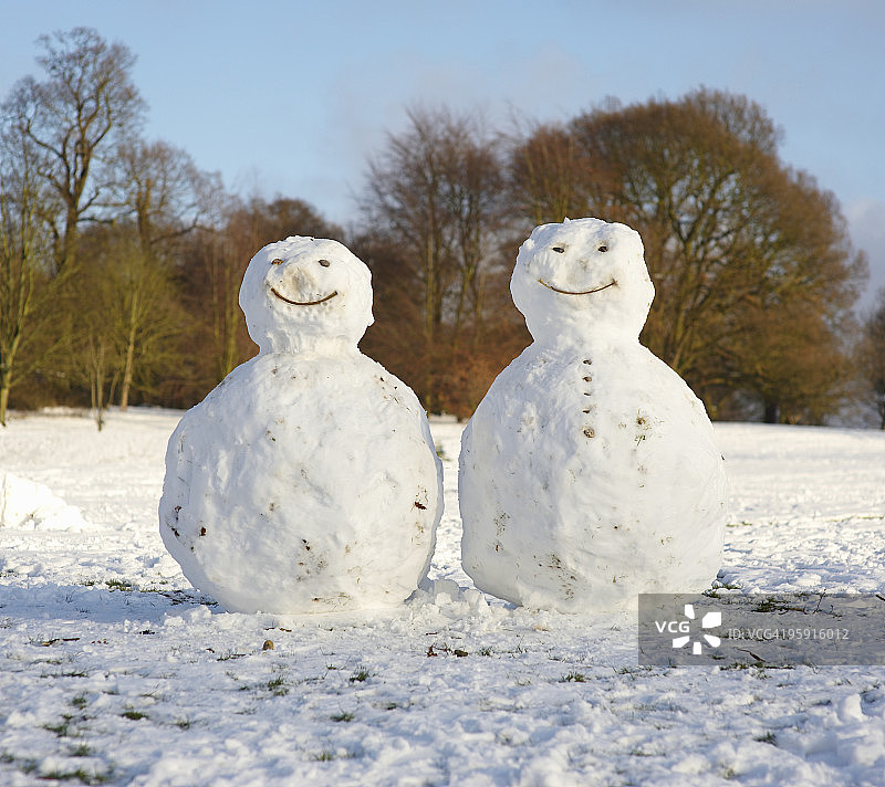 冬季乡村的两个雪人图片素材