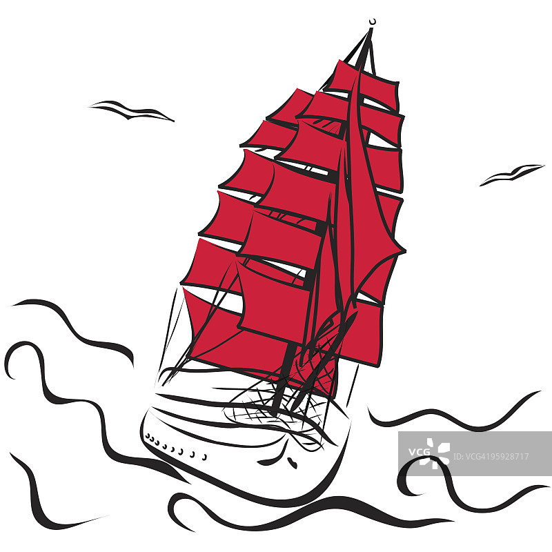 猩红色风帆图片素材
