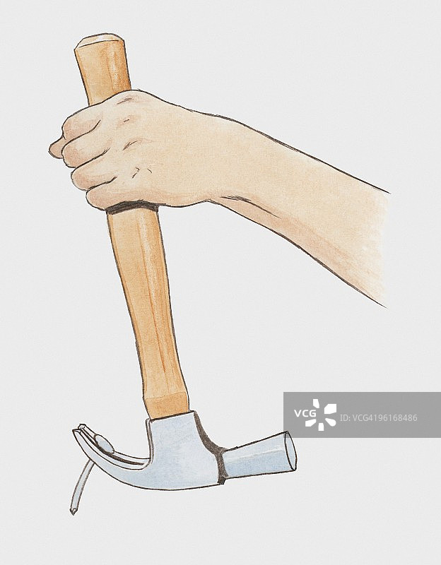 用羊角锤拔钉子的插画图片素材