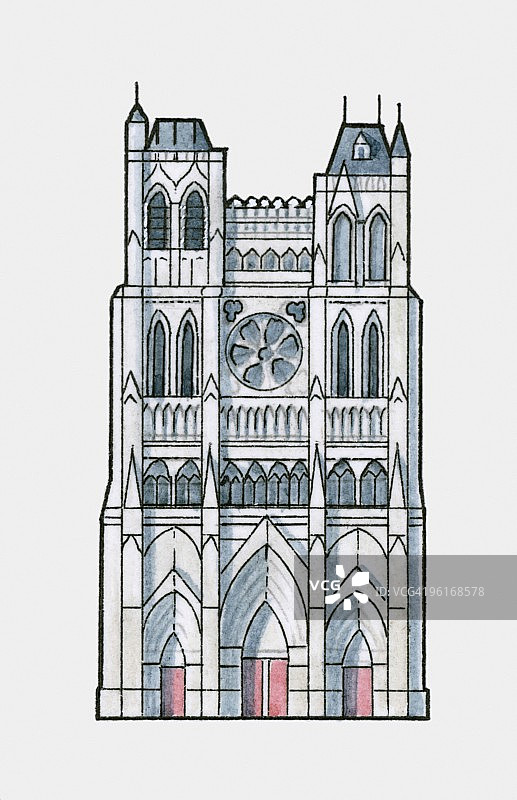 法国亚眠大教堂插画图片素材