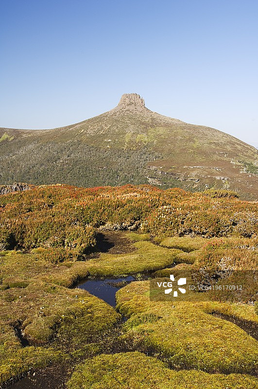 从奥萨山（1617米）远眺，摇篮山-圣克莱尔湖国家公园陆路赛道，塔斯马尼亚荒野世界遗产区，塔斯马尼亚，澳大利亚，太平洋图片素材
