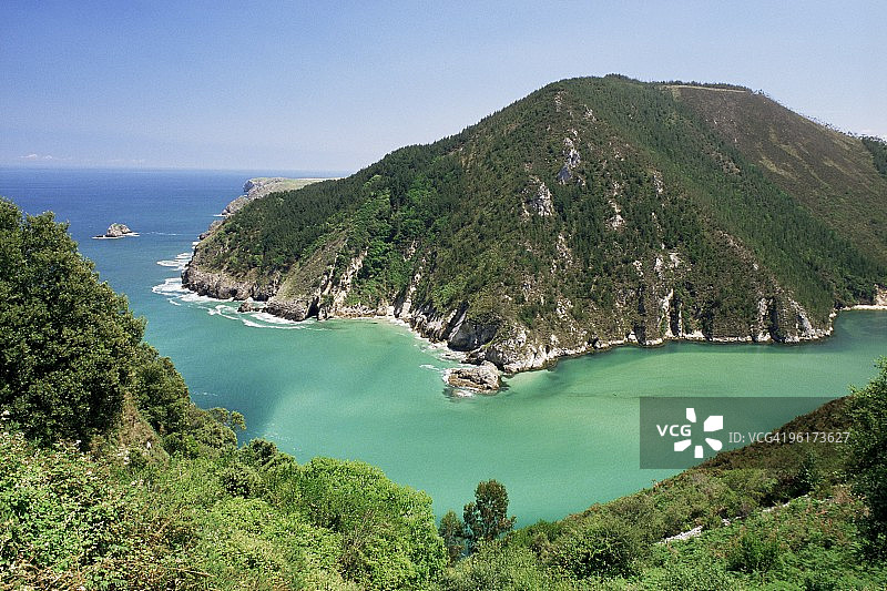 西班牙坎塔维亚的蒂娜梅诺尔河口图片素材