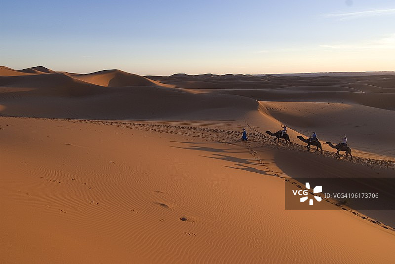 梅尔祖卡单峰骆驼日落之旅图片素材