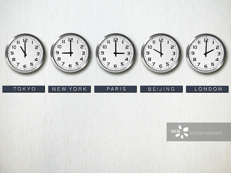 墙上的国际时区时钟图片素材