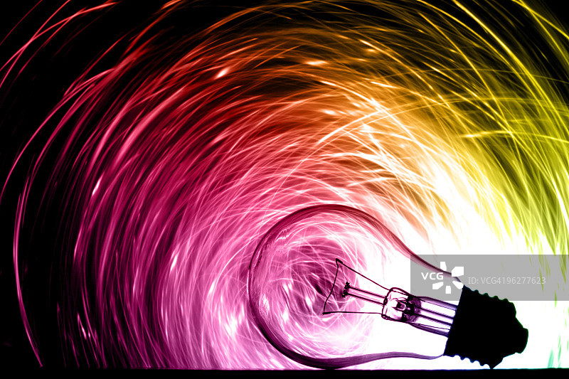 发出各种颜色的抽象灯泡图片素材