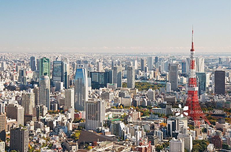 东京塔、赤坂、汐留的城市景观图片素材