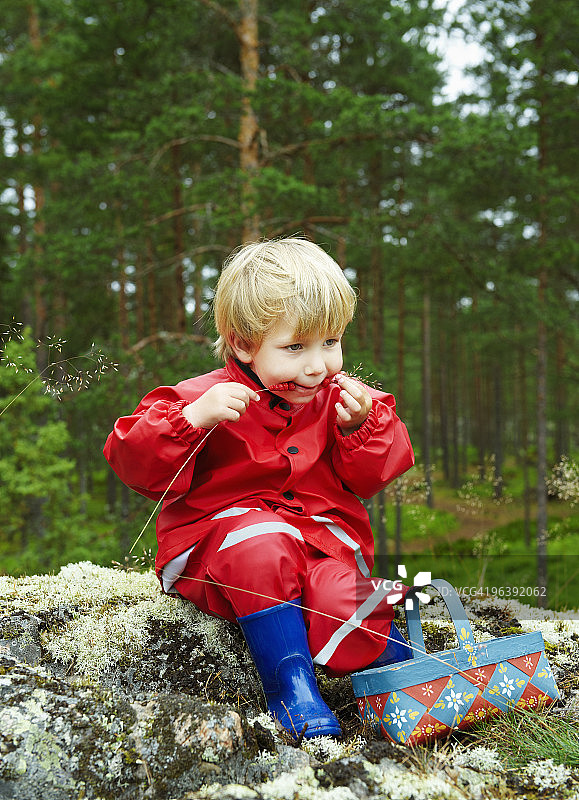幼儿吃野生草莓图片素材