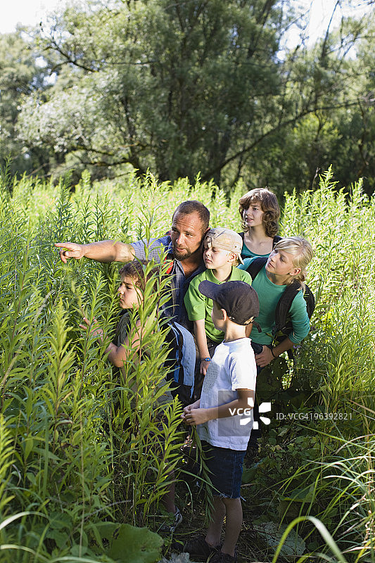 老师和学生在树林里图片素材