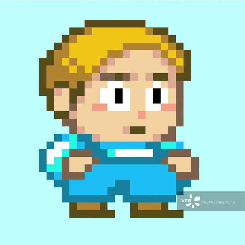 蓝色像素男孩图片素材