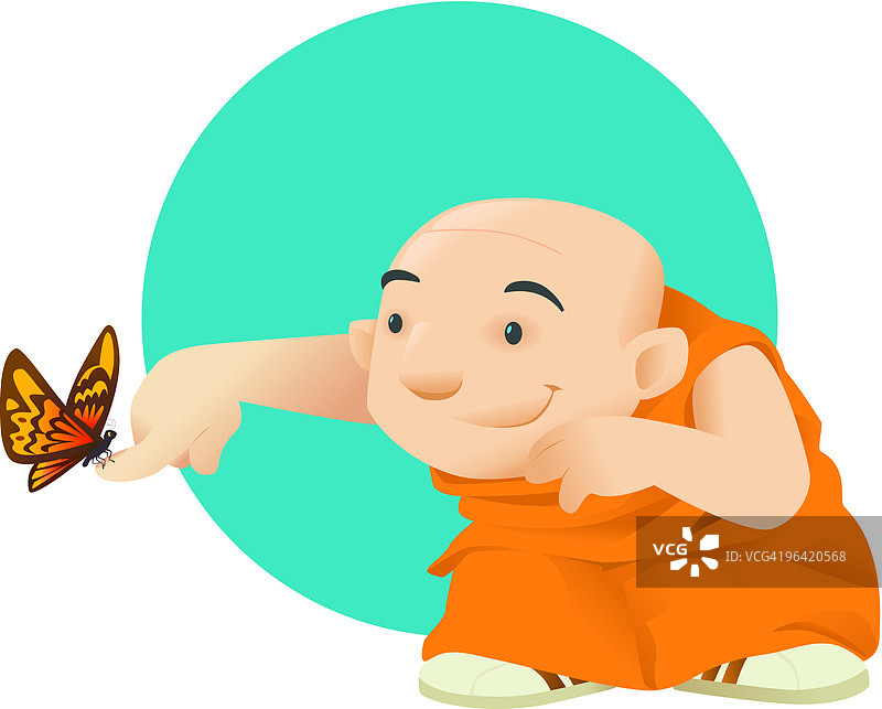 僧侣与蝴蝶图片素材