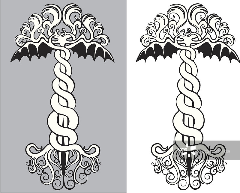 古代双蛇杖图片素材