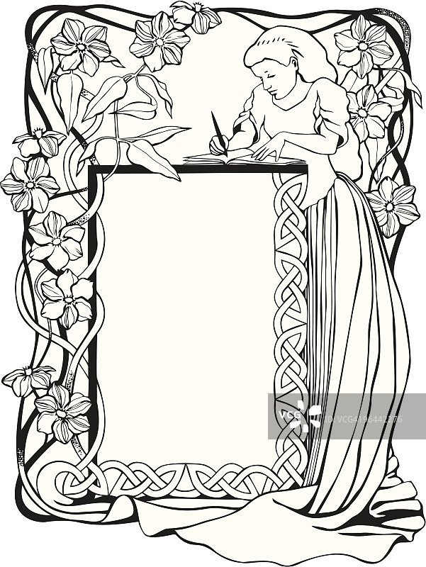 铁线莲藏书票图片素材