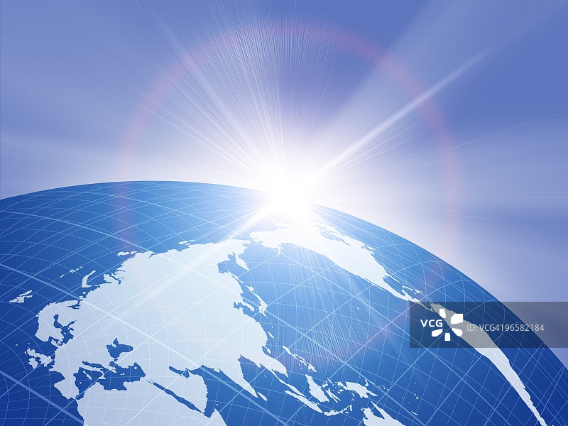 阳光穿过地球，电脑绘图图片素材