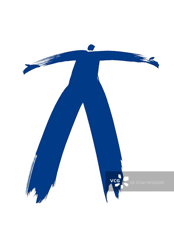 伸展双臂的人插画，白色背景图片素材