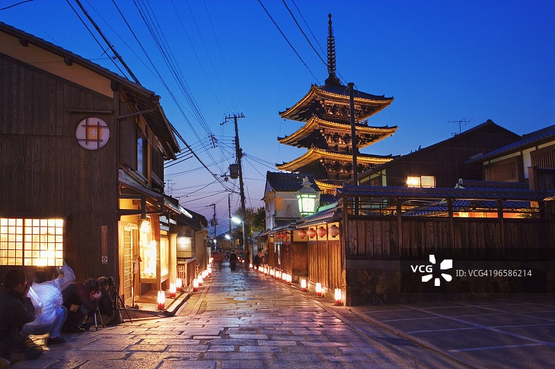 京都东山区八坂塔景观小巷,日本图片素材