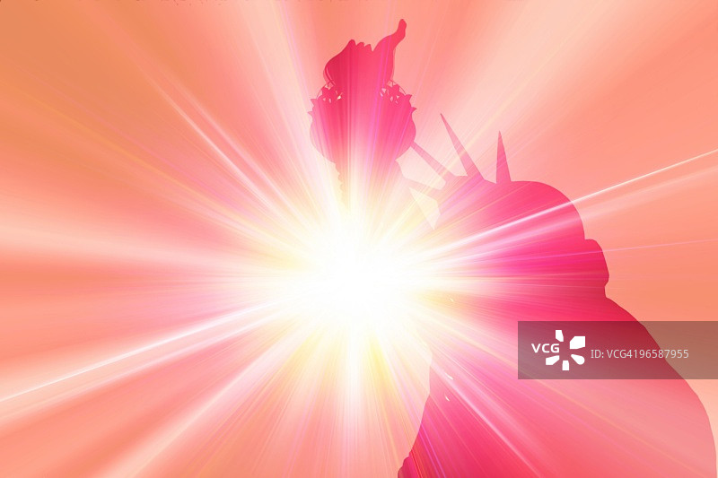 自由女神像的数字增强效果,美国纽约市图片素材