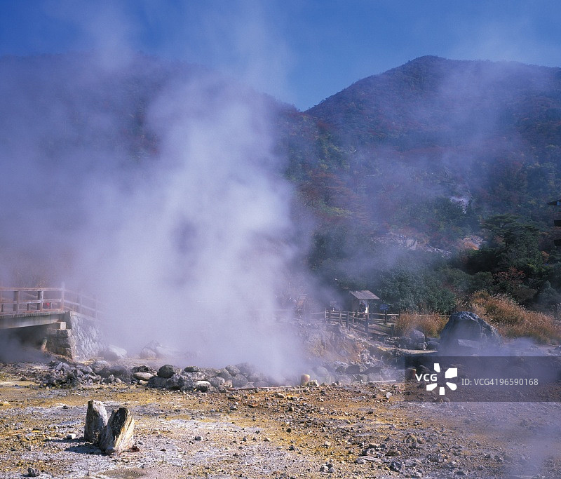 日本长崎县云仙市蒸汽景观图片素材