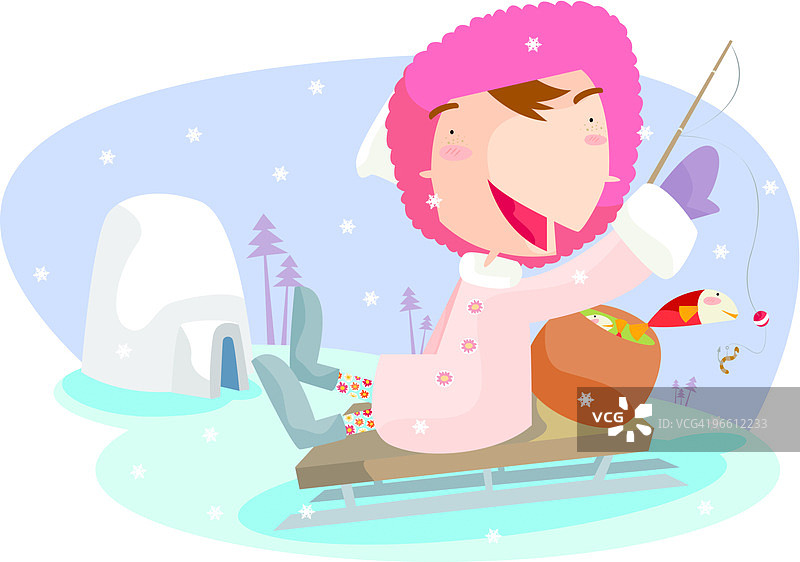 爱斯基摩人捕鱼图片素材