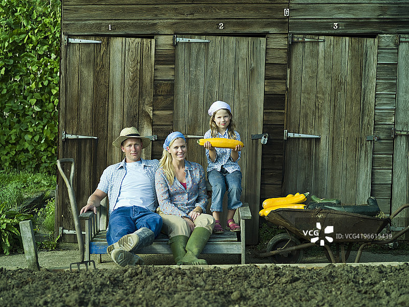 菜地里的一家全家福图片素材
