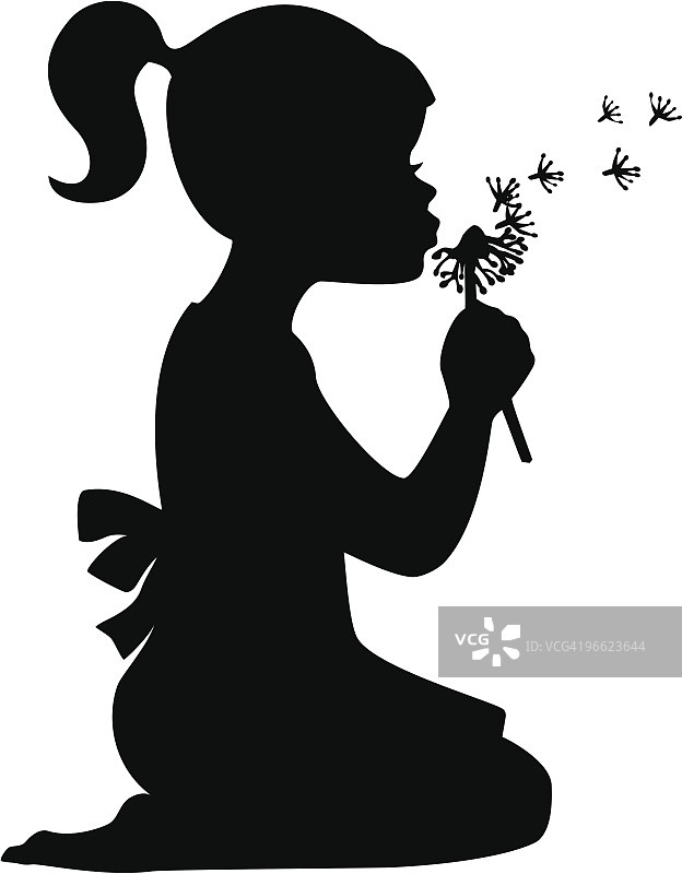 女孩吹蒲公英图片素材
