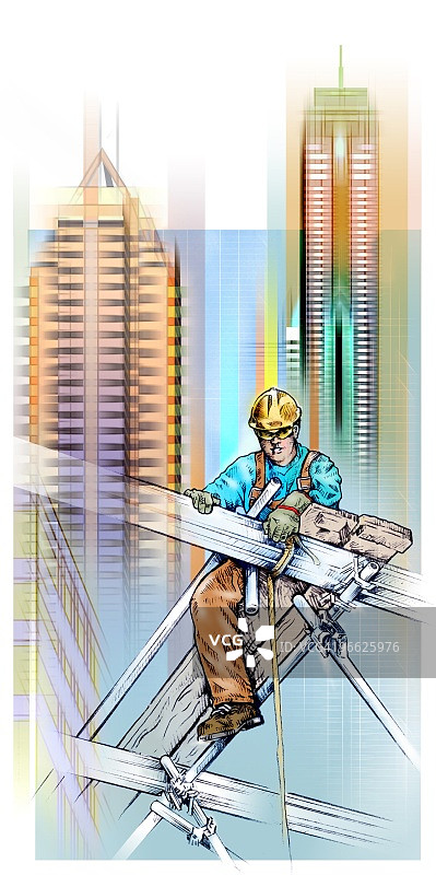 建筑工人插画图片素材