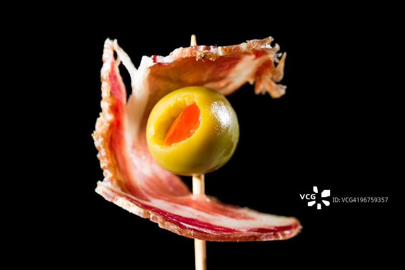 火腿橄榄牙签小吃图片素材