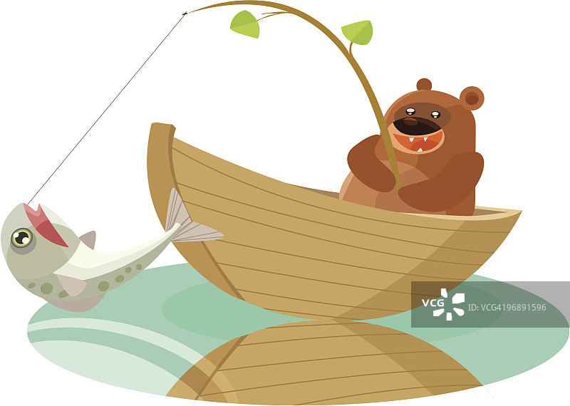 熊在船上钓鱼图片素材