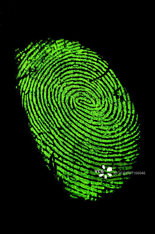 绿色荧光霓虹灯指纹图片素材