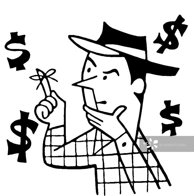 带有金钱提醒的男人图片素材