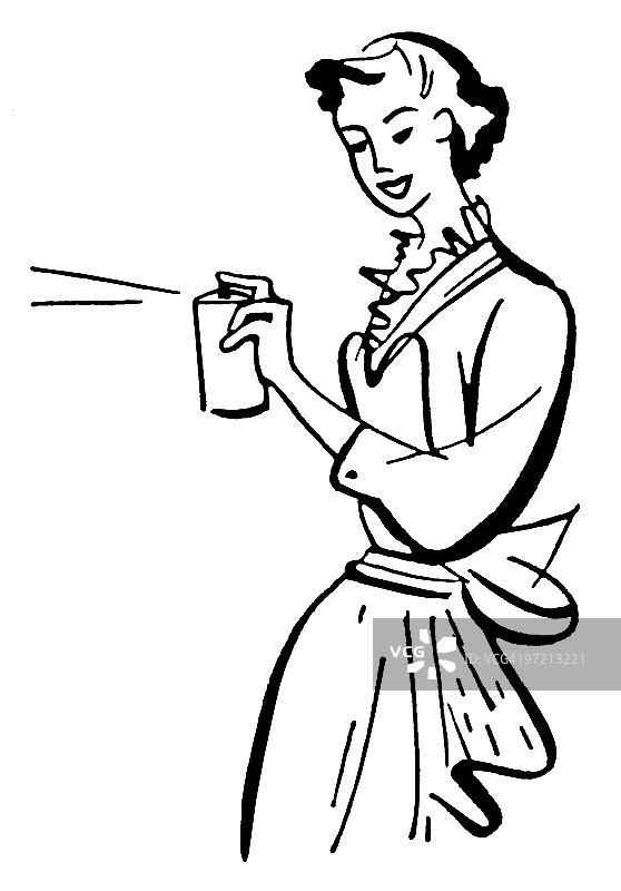 手持气雾罐的女人图片素材