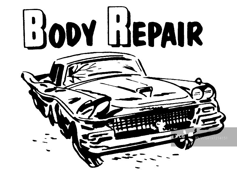 车身维修和损坏的汽车图片素材