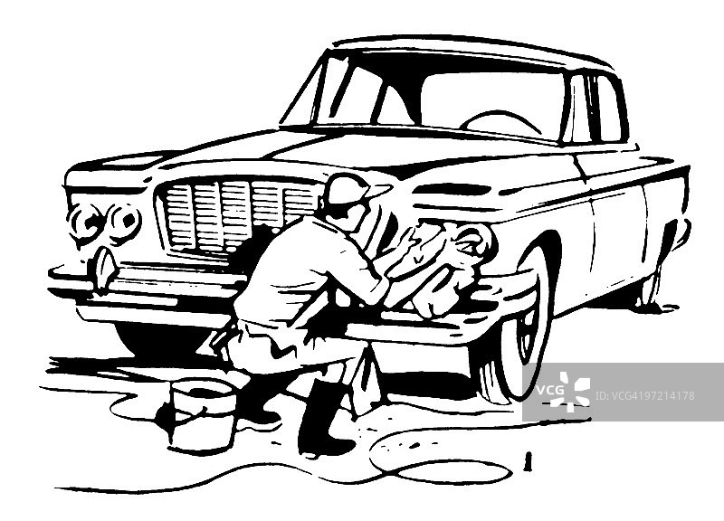 男人在洗车图片素材