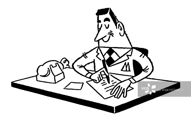 在办公桌前工作的商人图片素材