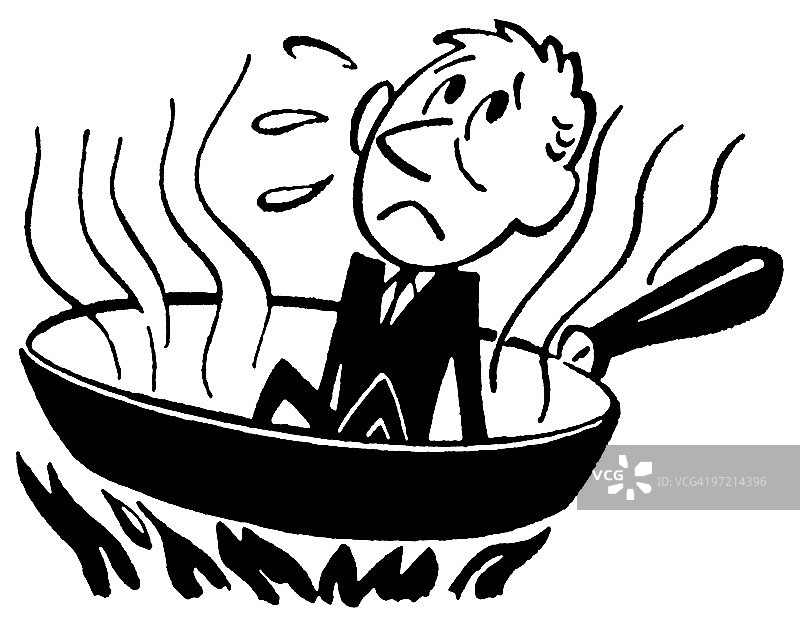 煎锅里的商人图片素材