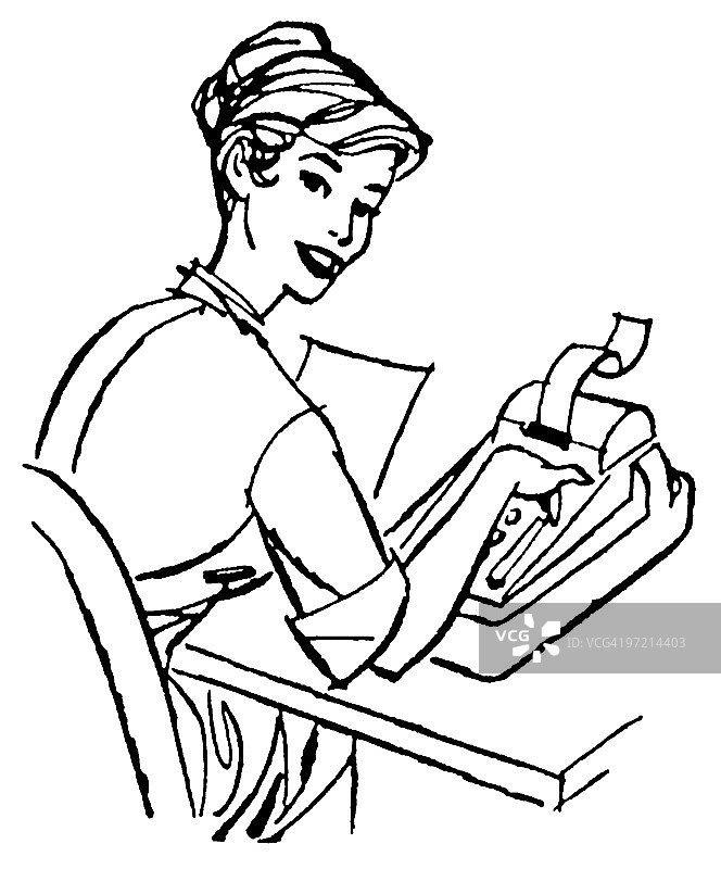 在办公桌前工作的女人图片素材