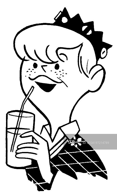 拿着饮料的男孩图片素材