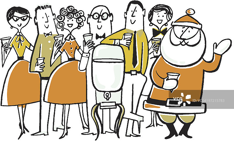 在饮水机旁的圣诞老人图片素材