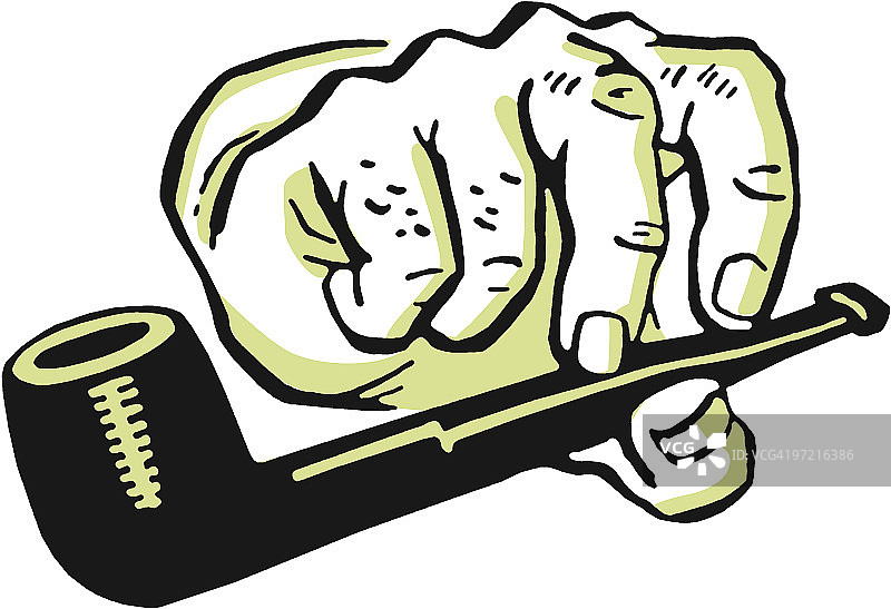 男人的手拿着烟斗图片素材